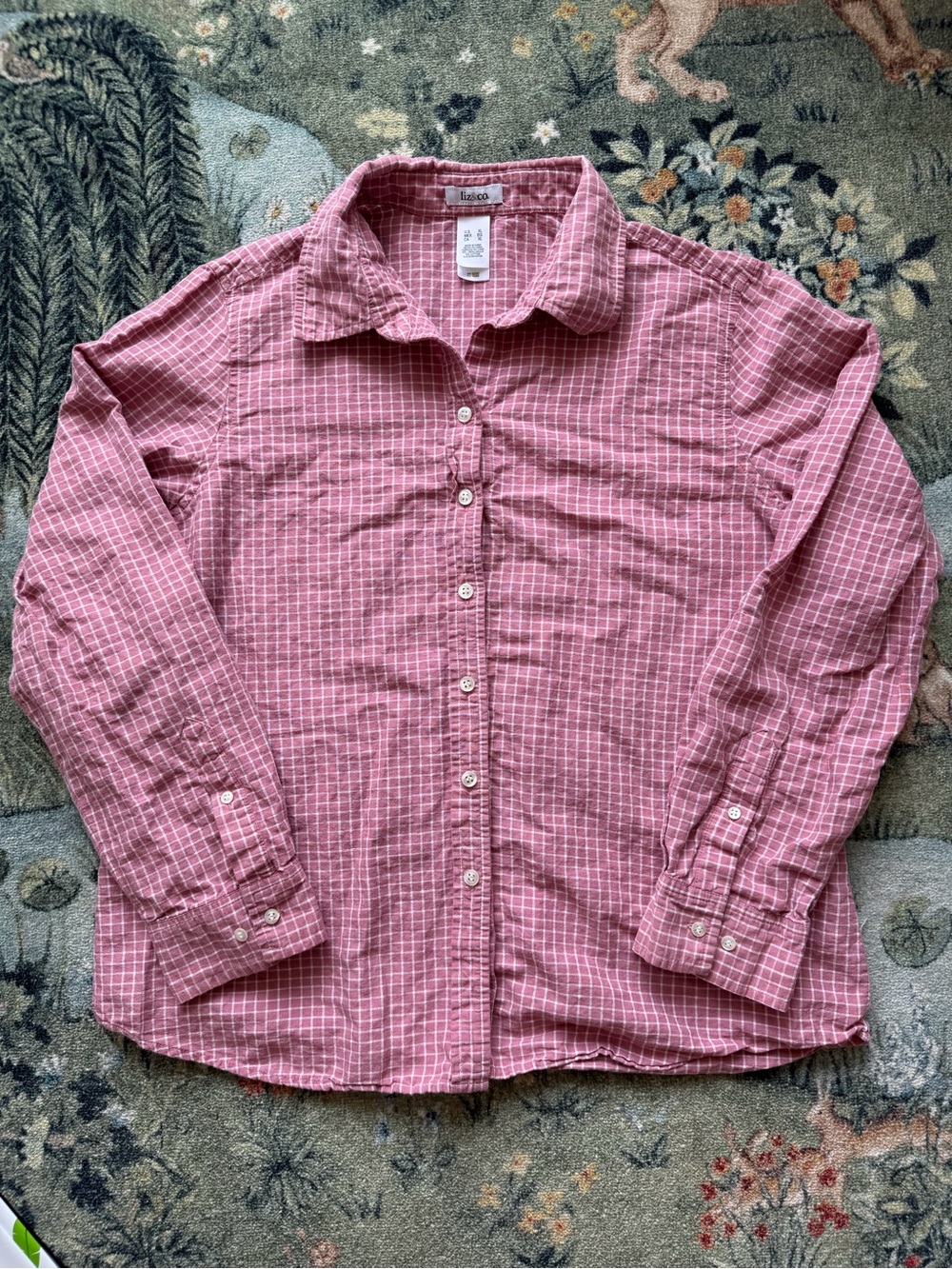 Dusty Rose Liz Claiborne Linen Cotton Button Up Shirt